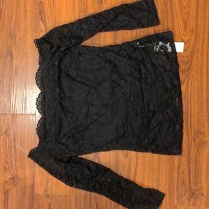 Lace Black Off-Shoulder Blouse Shirt - L - NWT. This is like an extra large.